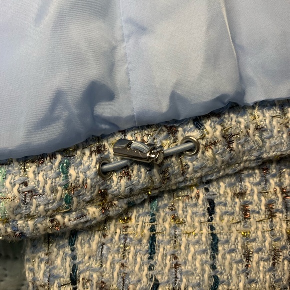 Express light blue tweed puffer short jacket/coat - Picture 12 of 13